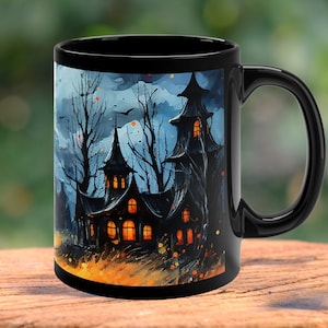 Witchy Mug, Witch Coffee Mug, Haunted House, Halloween Gift, Spooky Night, Full Moon. image 1