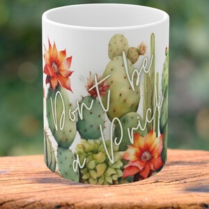 Cactus Mug with vibrant colors, Funny Gift, Succulent Mug , Cute Punny Cactus Coffee. image 2