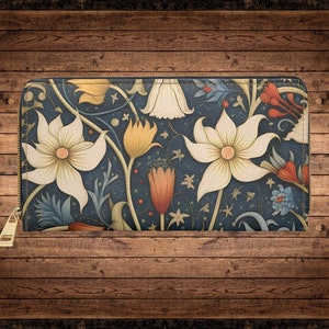 Folk Art Print Kunstleder Brieftasche, Reißverschluss Männer schlanke Brieftasche, stilvoll und langlebig, perfektes Muttertagsgeschenk