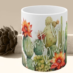 Cactus Mug with vibrant colors, Funny Gift, Succulent Mug , Cute Punny Cactus Coffee. image 1