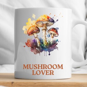 Mushroom Mug, Mushroom Cup, Cute Simple Ceramic Mug, Black and White Design.
