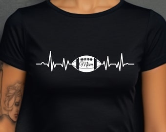 Football Team Shirt, Football Mom Featuring A Heart Beat, Game Day Shirt.