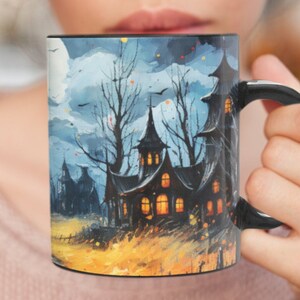 Witchy Tasse, Hexen Kaffeetasse, Spukhaus, Halloween Geschenk, Spooky Night, Vollmond. Bild 4