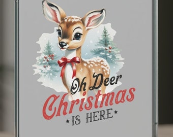 One Piece Phone Case, Oh Deer Christmas is Here Clear Christmas Phone Case.