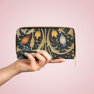 Whimsical Folk Art Print Zipper Wallet, Mothers Day Gift, Women's Zipper Wallet, Flower design. image 6