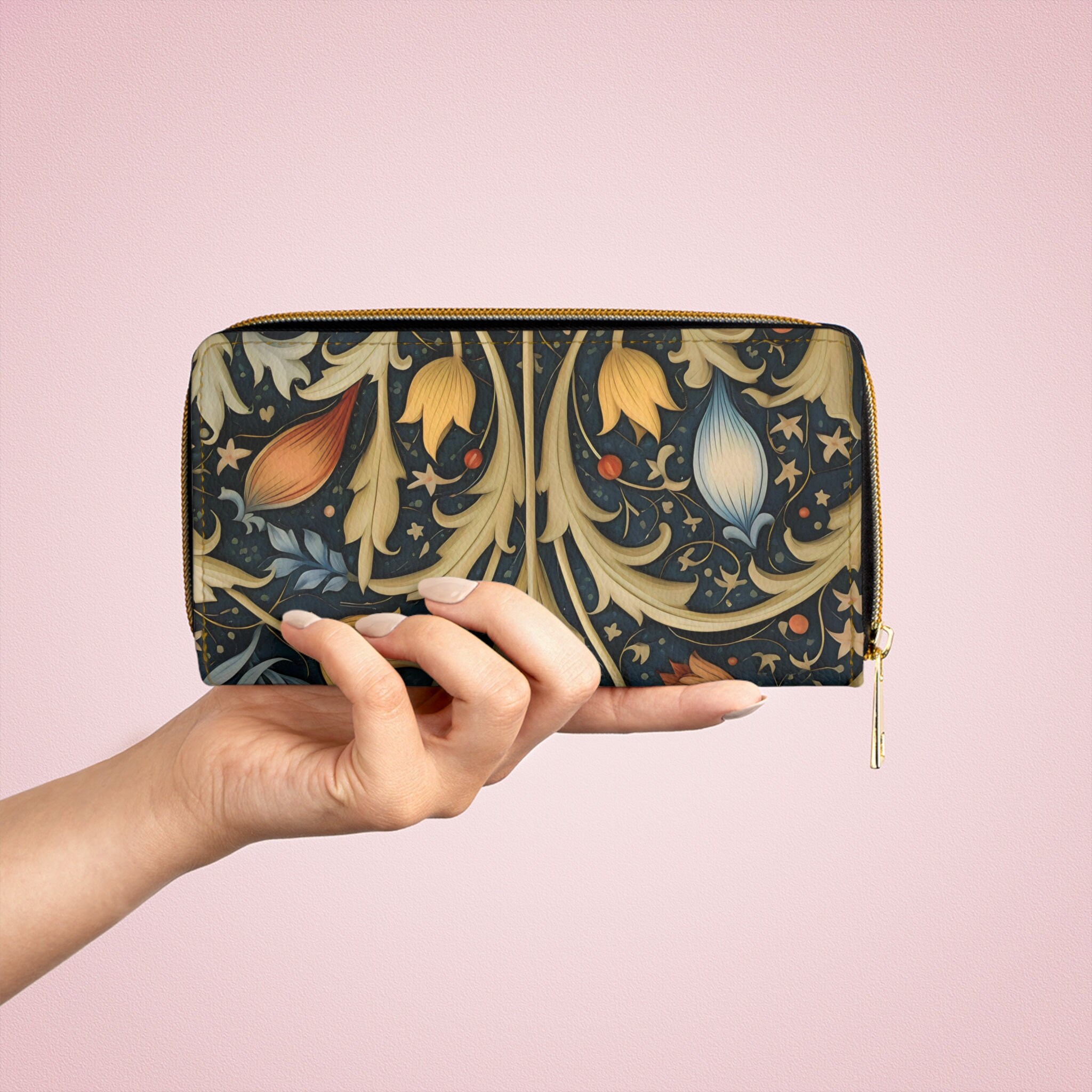 Whimsy Wallet Whimsical Folk Art Print Zipper Wallet, Mothers Day Gift, Women's ...