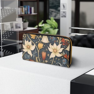 Whimsical Folk Art Print Zipper Wallet, Mothers Day Gift, Women's Zipper Wallet, Flower design. image 8