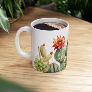 Cactus Mug with vibrant colors, Funny Gift, Succulent Mug , Cute Punny Cactus Coffee. image 9