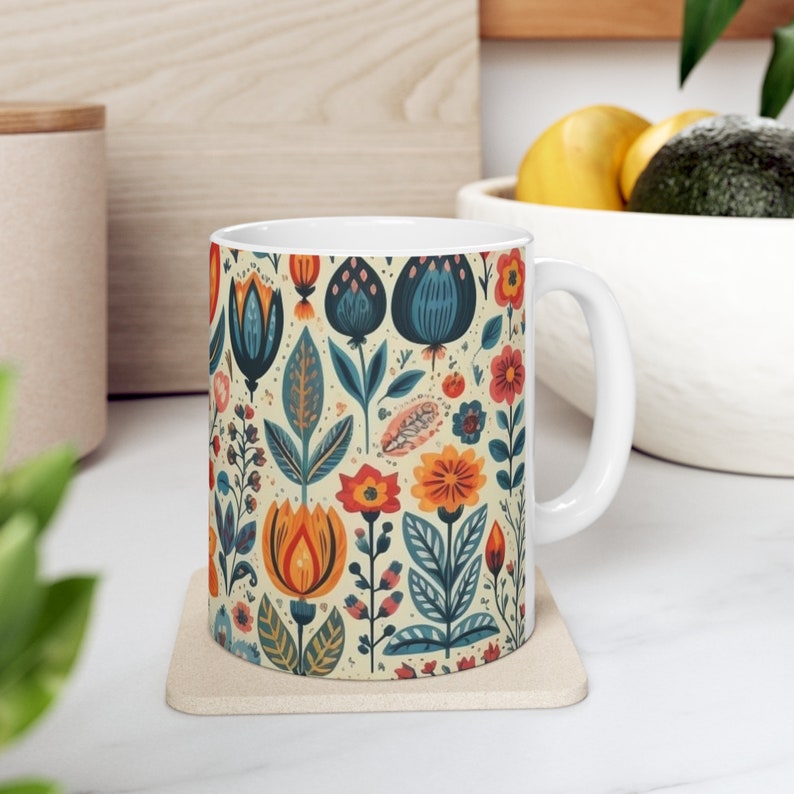 Scandinavian Mug, Cottagecore Teacup, Flower Garden Lover Gift, Scandinavian Gift. image 10