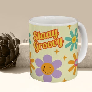 Dont Worry Be Happy, Retro Coffee Cup, Groovy Mug, Flower Power, Hippie Gift For Wife. image 10
