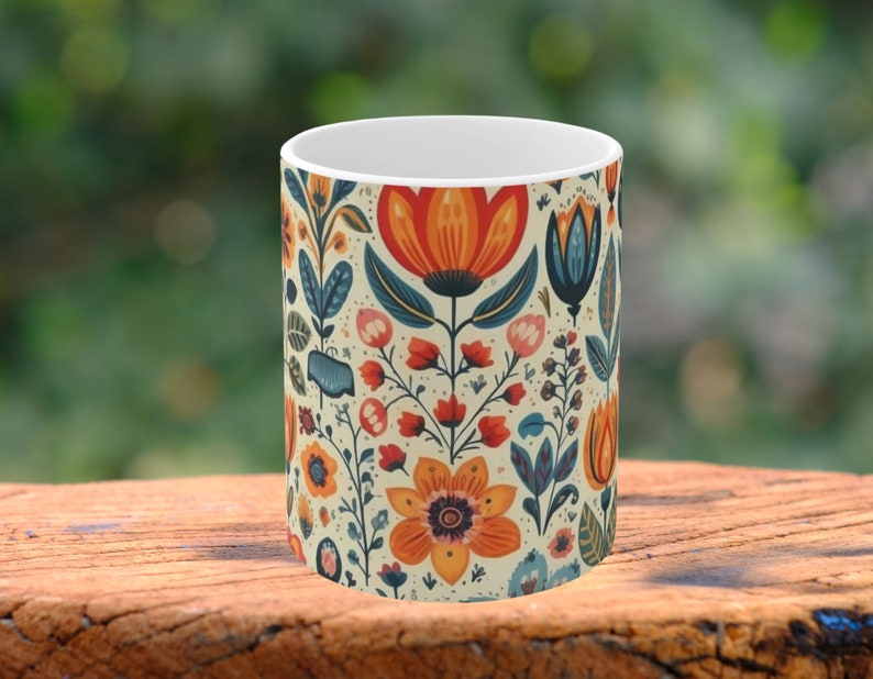 Scandinavian Mug, Cottagecore Teacup, Flower Garden Lover Gift, Scandinavian Gift. image 3