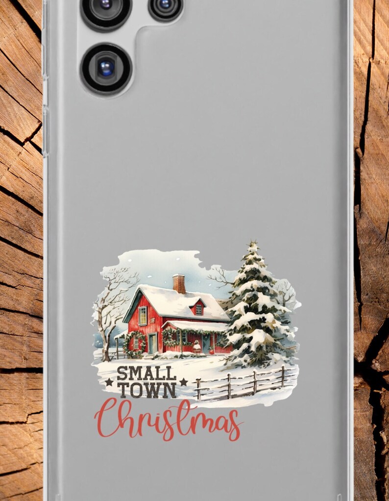 One piece Phone case, Small Town Phone, Christmas Clear Case aesthetics. image 1