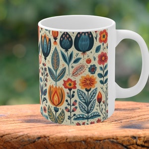 Scandinavian Mug, Cottagecore Teacup, Flower Garden Lover Gift, Scandinavian Gift. image 4