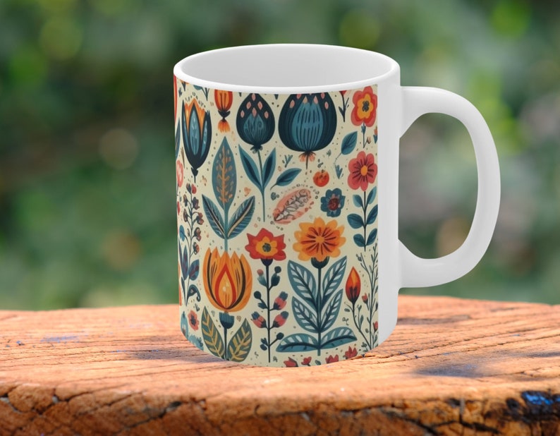 Scandinavian Mug, Cottagecore Teacup, Flower Garden Lover Gift, Scandinavian Gift. image 4