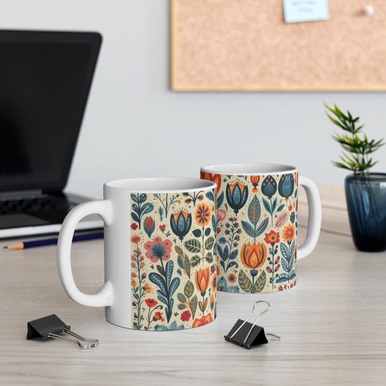 Scandinavian Mug, Cottagecore Teacup, Flower Garden Lover Gift, Scandinavian Gift. image 9