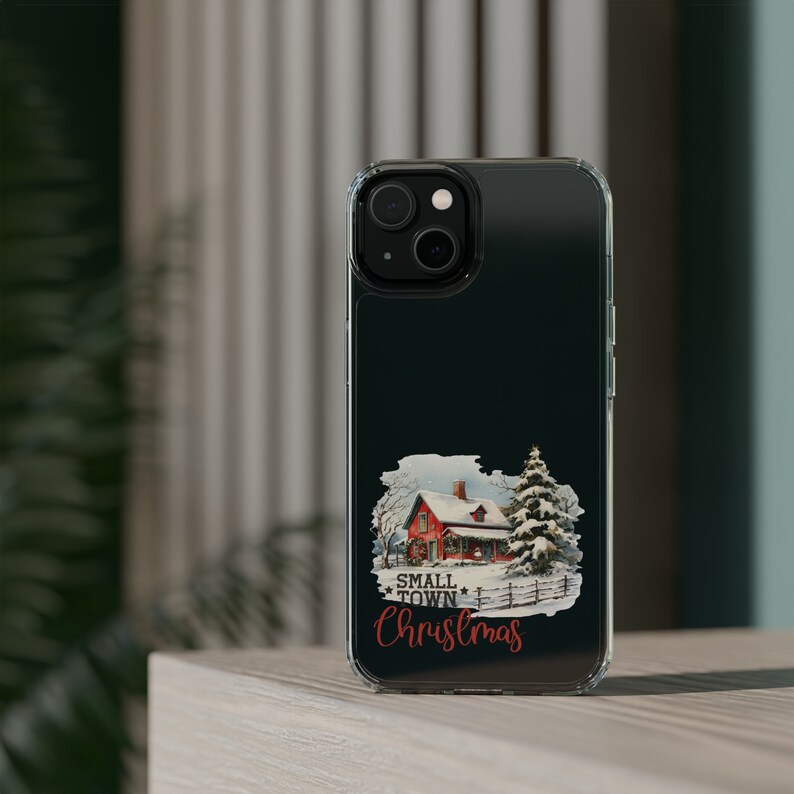 One piece Phone case, Small Town Phone, Christmas Clear Case aesthetics. image 4