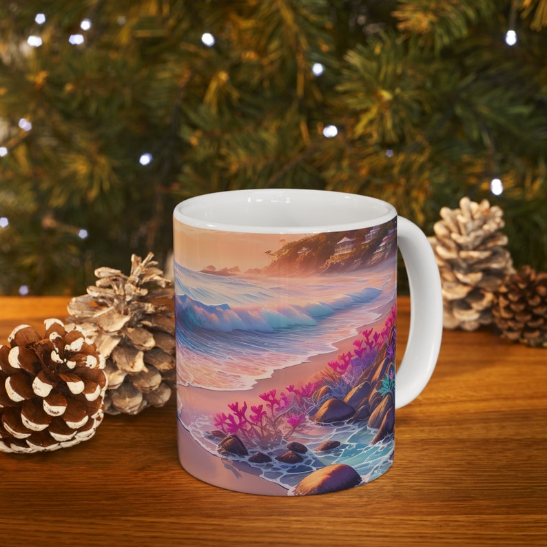 Yoga Mug, Beachy Decor, Ocean Lover, Ocean Sunrise, Beach Sunrise, Friend Gift, Gift For Her. image 9