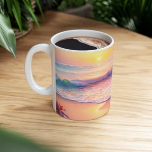 Yoga Mug, Beachy Decor, Ocean Lover, Ocean Sunrise, Beach Sunrise, Friend Gift, Gift For Her. image 5