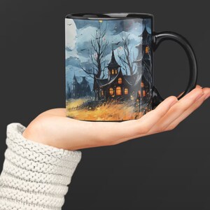 Witchy Mug, Witch Coffee Mug, Haunted House, Halloween Gift, Spooky Night, Full Moon. image 6