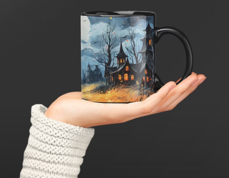 Witchy Tasse, Hexen Kaffeetasse, Spukhaus, Halloween Geschenk, Spooky Night, Vollmond. Bild 6