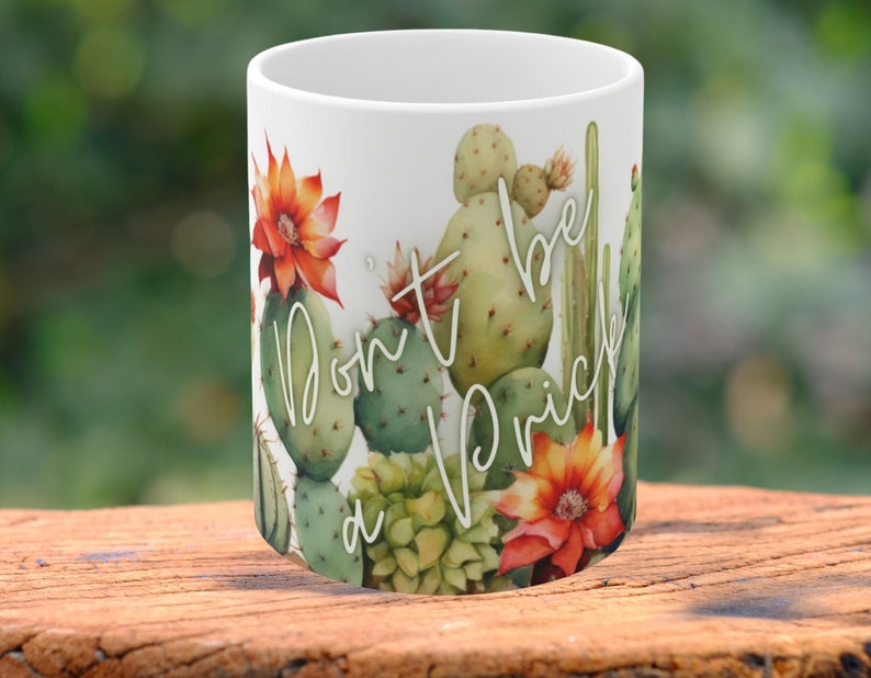 Cactus Mug with vibrant colors, Funny Gift, Succulent Mug , Cute Punny Cactus Coffee. image 2