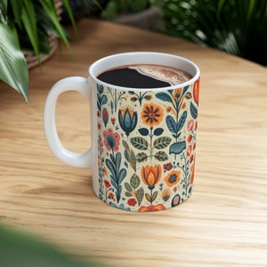 Scandinavian Mug, Cottagecore Teacup, Flower Garden Lover Gift, Scandinavian Gift. image 6