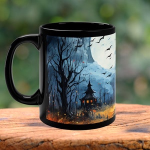 Witchy Tasse, Hexen Kaffeetasse, Spukhaus, Halloween Geschenk, Spooky Night, Vollmond. Bild 3