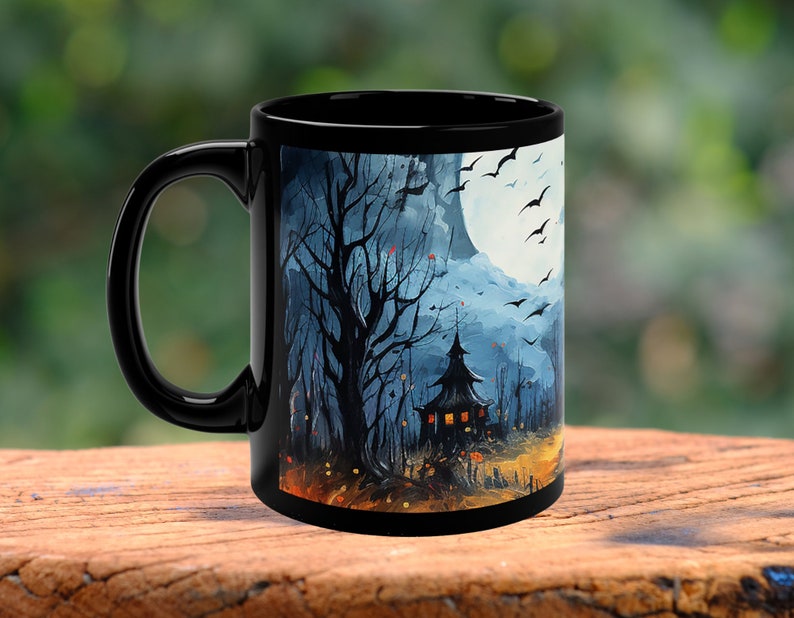 Witchy Mug, Witch Coffee Mug, Haunted House, Halloween Gift, Spooky Night, Full Moon. image 3