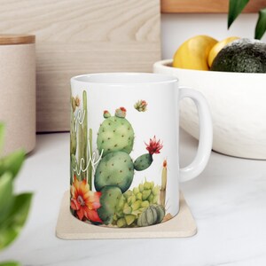 Cactus Mug with vibrant colors, Funny Gift, Succulent Mug , Cute Punny Cactus Coffee. image 8