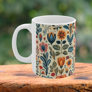 Scandinavian Mug, Cottagecore Teacup, Flower Garden Lover Gift, Scandinavian Gift. image 5