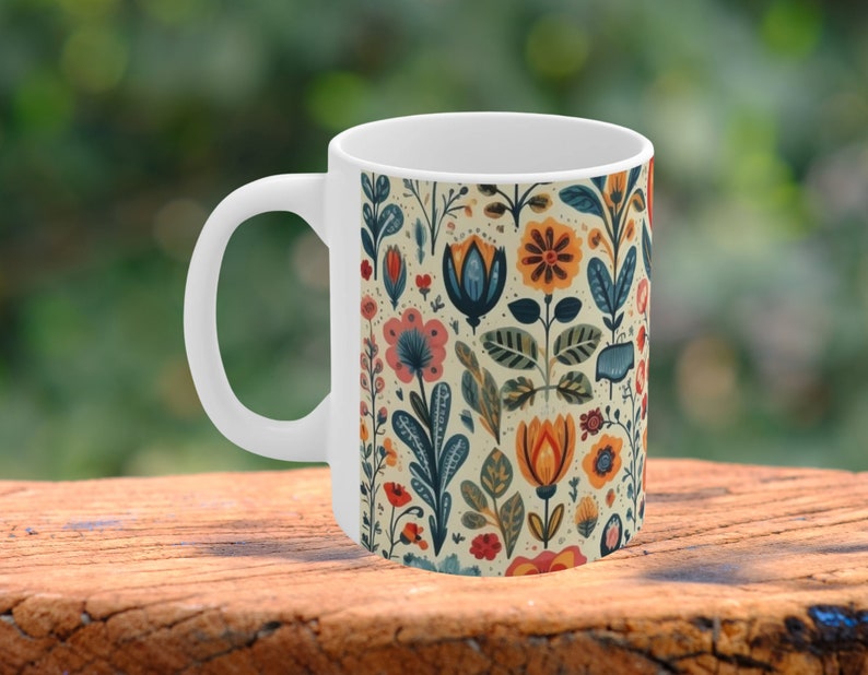 Scandinavian Mug, Cottagecore Teacup, Flower Garden Lover Gift, Scandinavian Gift. image 5