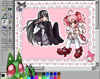 All 6 Madoka Magica Girls Stickers: Anime Art