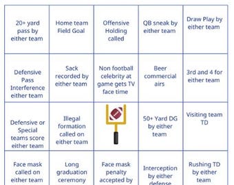 Gridiron Game Day Bingo