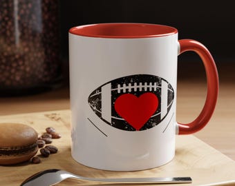 Gridiron Football Accent Mug, Sports Fan Gift, Player Coach Team Coach Present, Game Day Cup, Tailgate Party Drinkware, Father's Day Gift