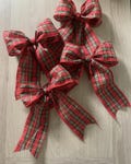 Tartan Bows - Set of 4 - Tree Bows - Premade Bows - Present Bows - 6" x 8" - 6.3cm Wide Ribbon - 3 Designs