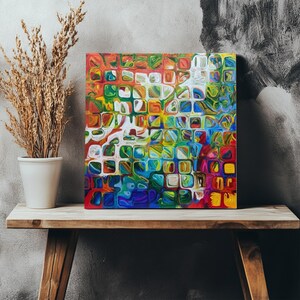 Colorful Ice Glass Canvas Print, Abstract Canvas Print, Framed Canvas Wall Art, Abstract Modern Wall Decor, Abstract Canvas Wall Art