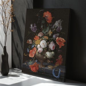 Colorful Flowers In Vase Wall Print, Framed Canvas Wall Art, Flower Modern Wall Decor, Flower Canvas Print, Flower Canvas Wall Art