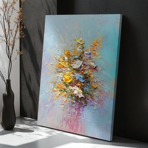 Oil Painting Flower Art Print, Abstract Modern Wall Decor, Framed Canvas Wall Art, Abstract Canvas Print, Abstract Canvas Wall Art Wife Gift