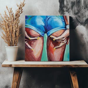 Woman&#39;s Bottom Print, Colorful Sexy Woman Canvas Print, Large Wall Art, Framed Canvas Wall Art, Nü Modern Wall Decor, Housewarming Gifts
