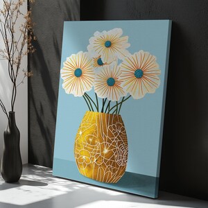 White Flowers In A Vase Canvas Painting, Framed Canvas Wall Art, Large Wall Art, Flower Canvas Print, Flower Canvas Wall Art