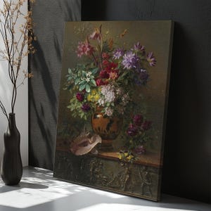 Colorful Flowers In Vase Print, Flower Canvas Wall Art, Flower Canvas Print, Framed Canvas Wall Art, Flower Modern Wall Decor, Friend Gifts