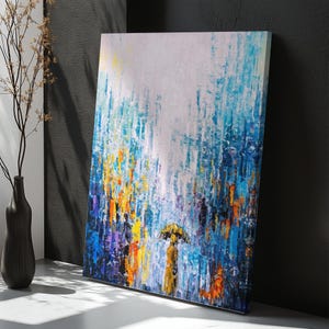 Rainy Day Oil Painting Look Decorative Canvas Wall Print, Framed Canvas Wall Art, Abstract Canvas Print, Abstract Canvas Wall Art