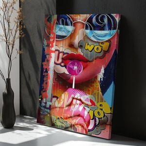 Pop Art Street Art Colorful Woman Decorative Wall Print, Popular Modern Wall Decor, Framed Canvas Wall Art, Pop Art Modern Wall Decor Gifts