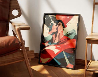 Abstract Hero Poster: Bold Comic Style Wall Art (Digital Download, 2880x3840 px)
