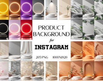 Produkt Mockup Hintergrund Bundle: 205 Instagram Display PNGs (Digitaler Download)