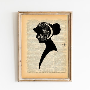 Vintage Dictionary Print - Lady Silhouette Antique Book Print - Elegant Surreal Home Decor - Altered Book