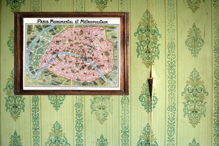 Vintage Paris Tourist Map paris Monumental Et - Etsy