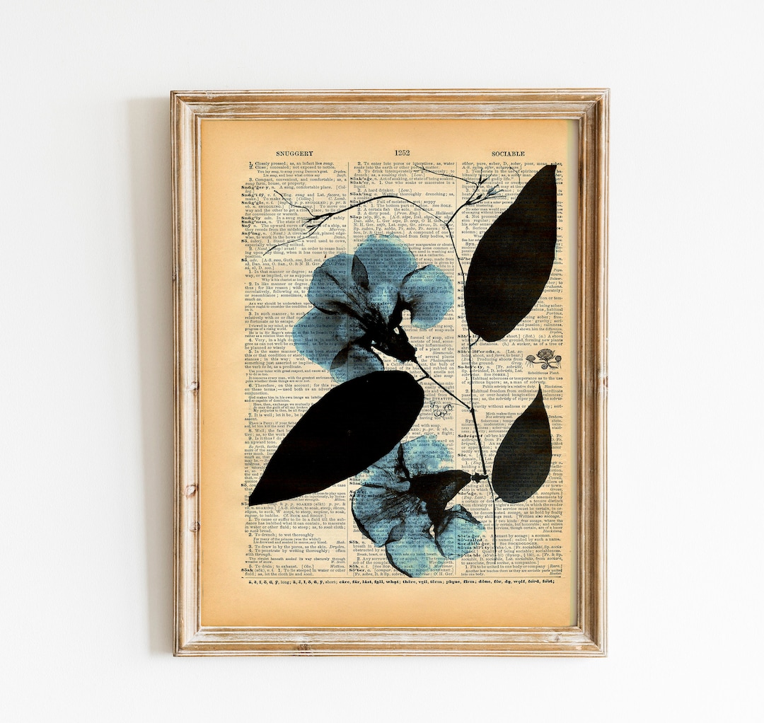 Floral Art Print - Vintage Dictionary Print - Upcycled Antique Book ...