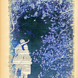 Fairy Tale Photograph Second Star to the Right Dreamy Starry Sky Photo Print Upcycled Dictionary Print Vintage Book Art image 2