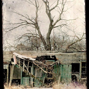 Fairy Tale Art Print Spooky Woodland Cottage Photo Collage Print Abandoned House Photography image 2